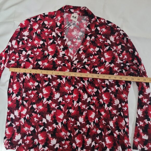 NWT Knit Top ANNE KLEIN PETITE Size PXXL Long Sleeve Fire Red Multi Black White - Picture 5 of 14